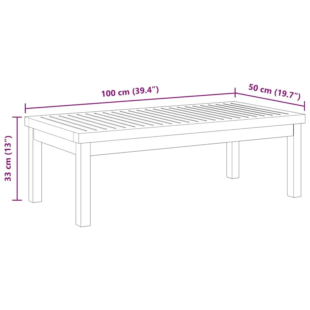 Outdoor Coffee Table Slatted Top 100x50x33 cm Brown