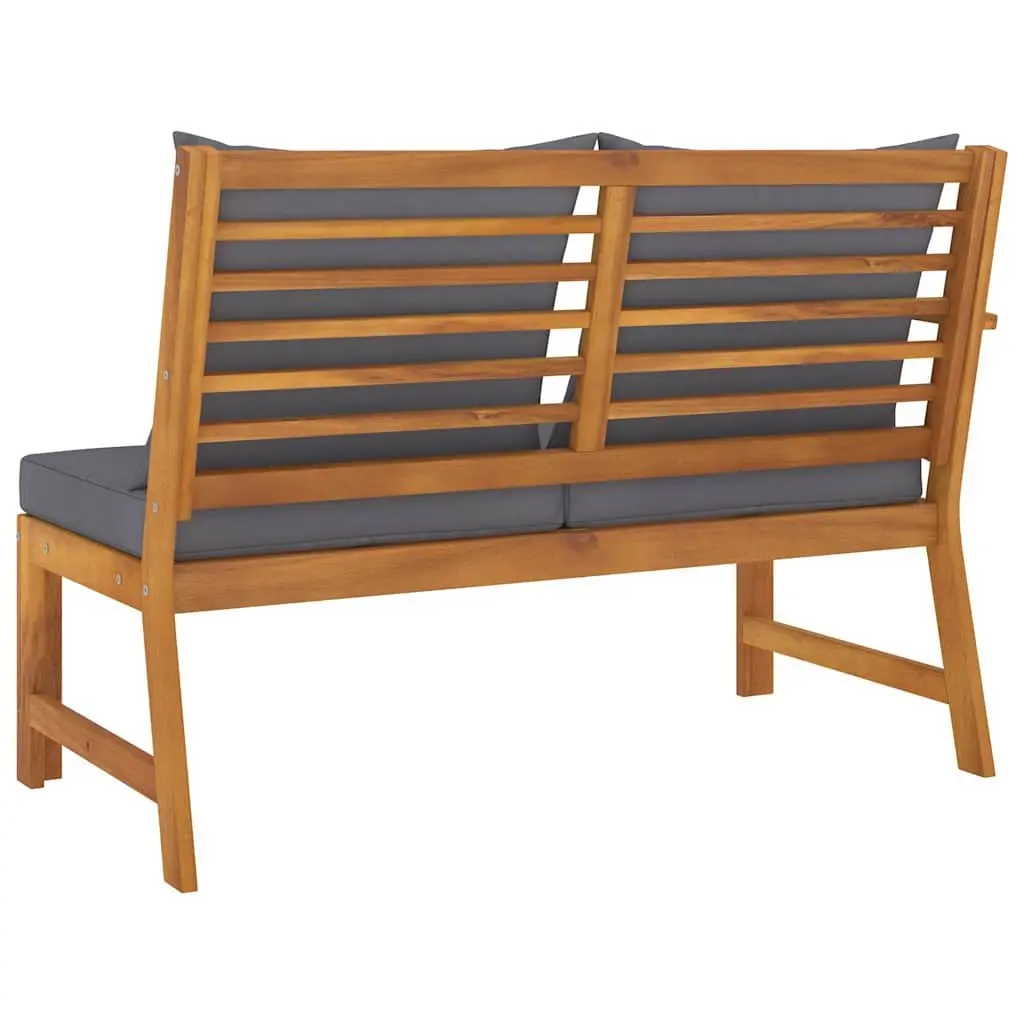 Outdoor Garden Bench 114.5cm Wooden Patio Seating with Cushions Dark Grey