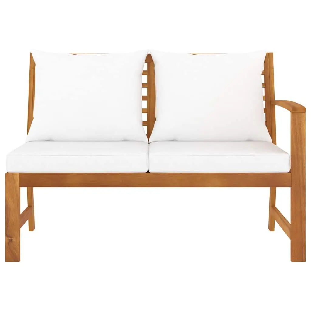 Garden Bench Outdoor Seating 114.5cm Brown Acacia Wood with Cream Cushion