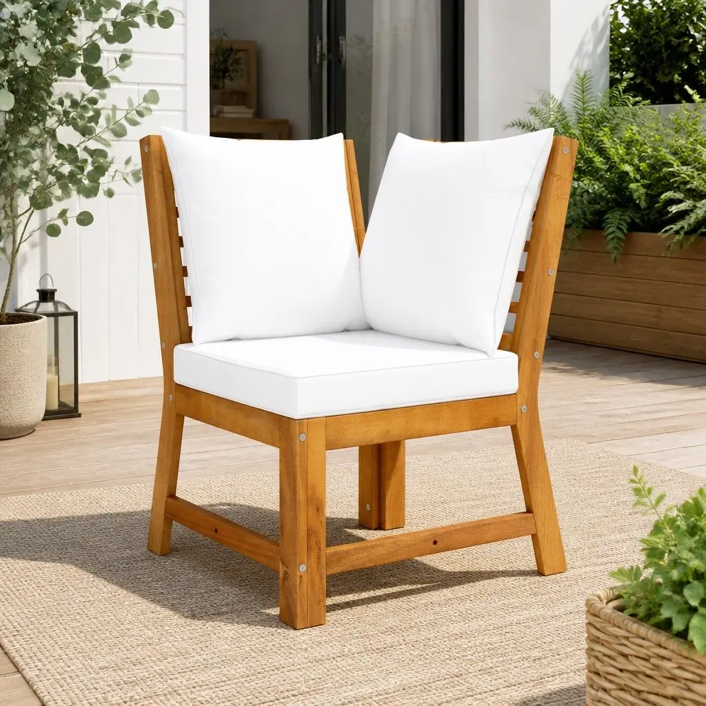 Sectional Corner Sofa Lounge Seat Acacia Wood Outdoor Patio Garden Unit Brown