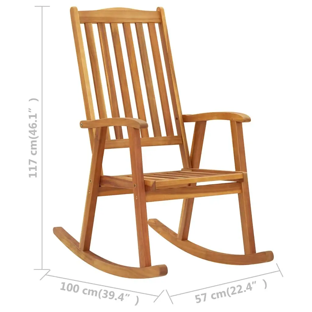Rocking Chair High Back Solid Wood Outdoor Indoor Brown