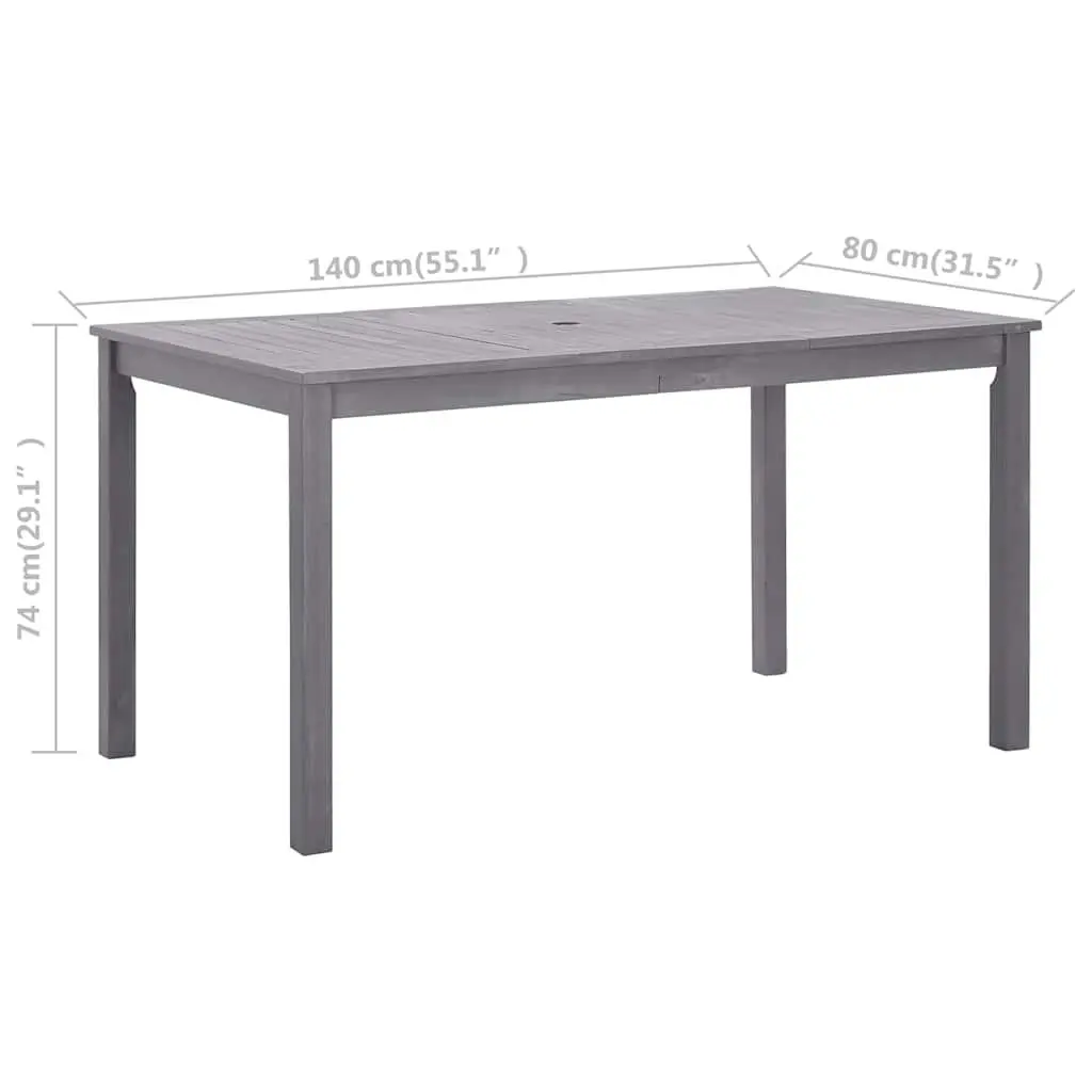 Garden Dining Table Solid Acacia Wood Outdoor Furniture 140x80x74cm Grey Wash