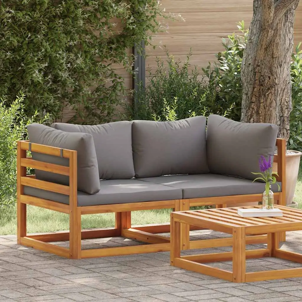 Outdoor Sectional Sofa Corner Lounge Set 2pc Garden Seating Grey