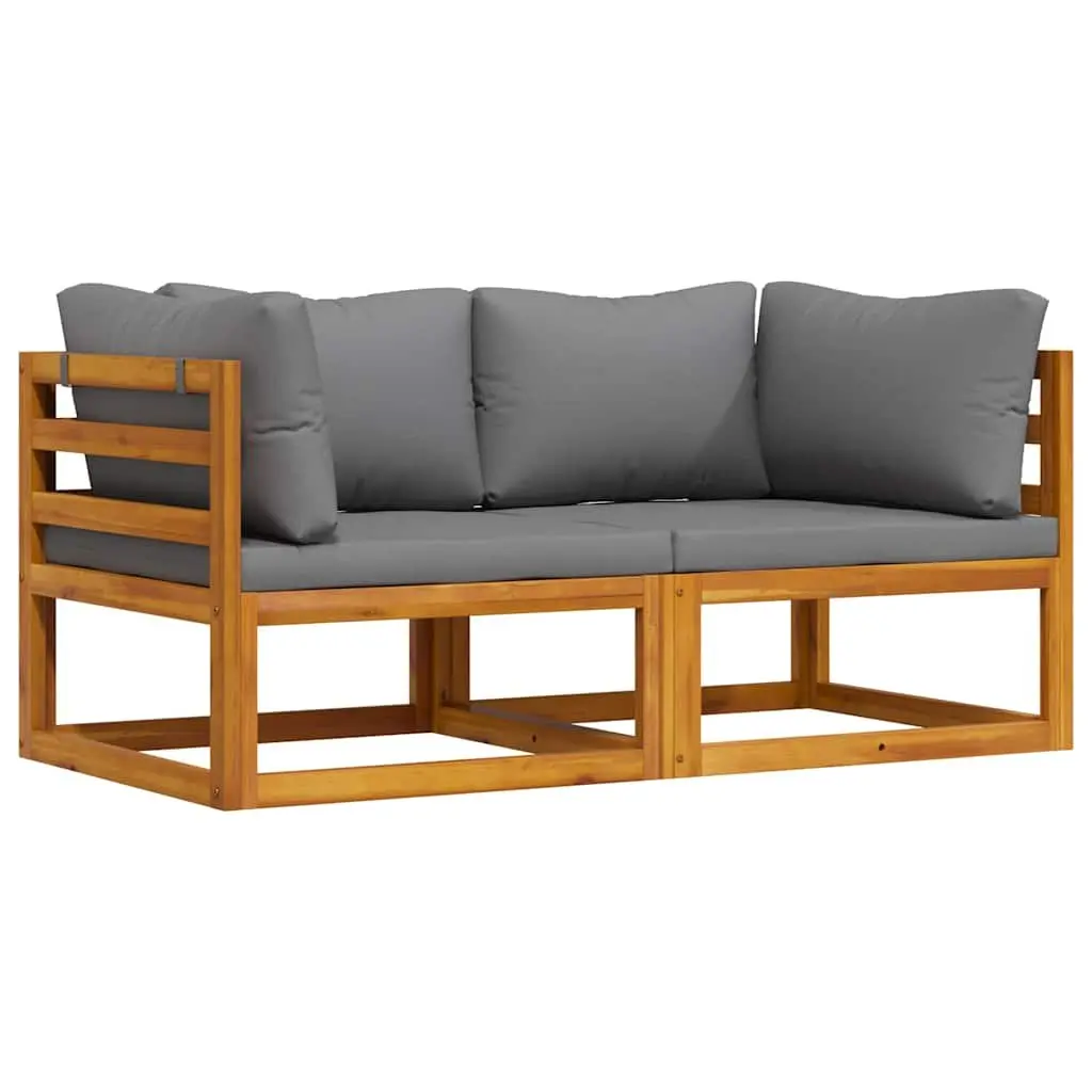 Outdoor Sectional Sofa Corner Lounge Set 2pc Garden Seating Grey