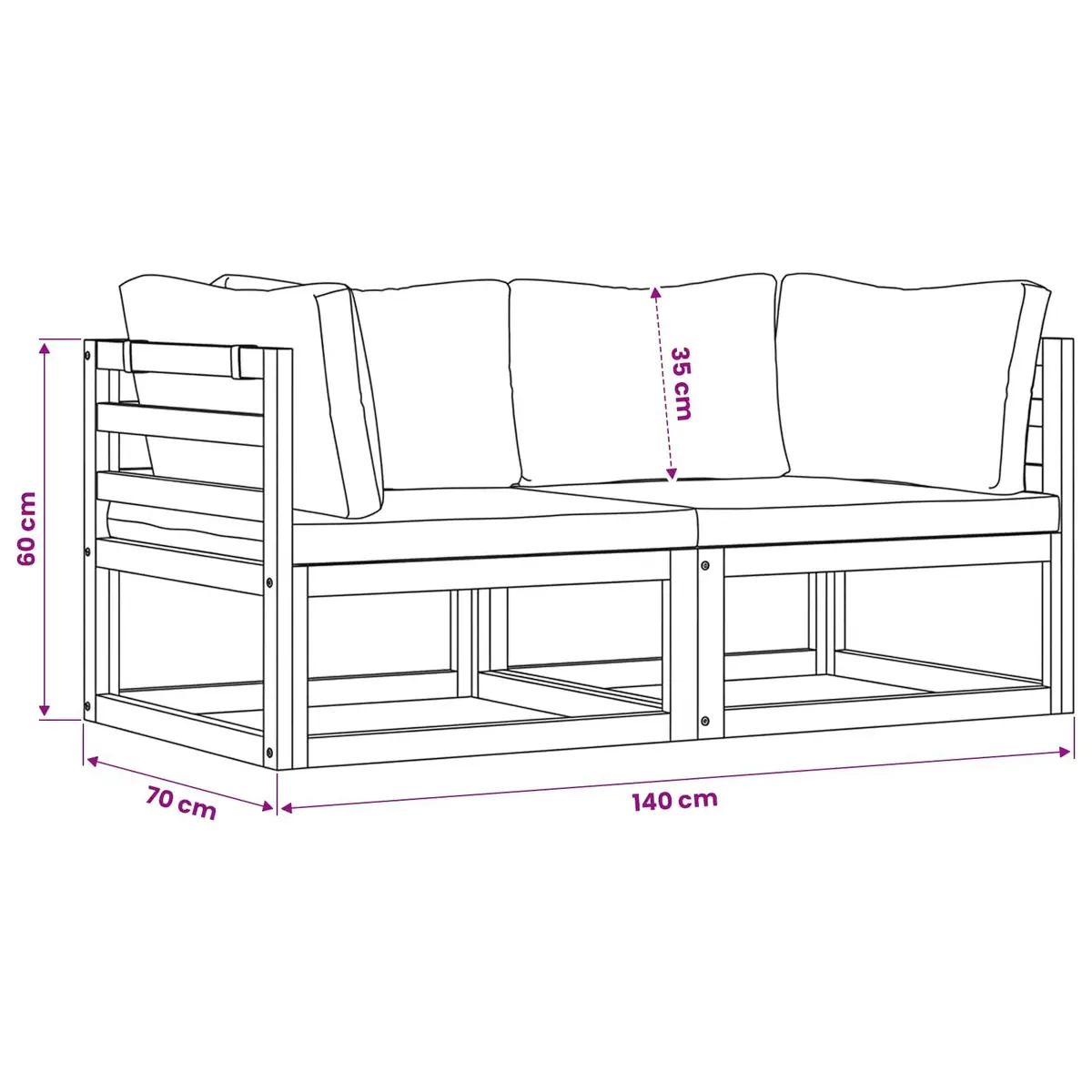Outdoor Sectional Sofa Corner Lounge Set 2pc Garden Seating Grey