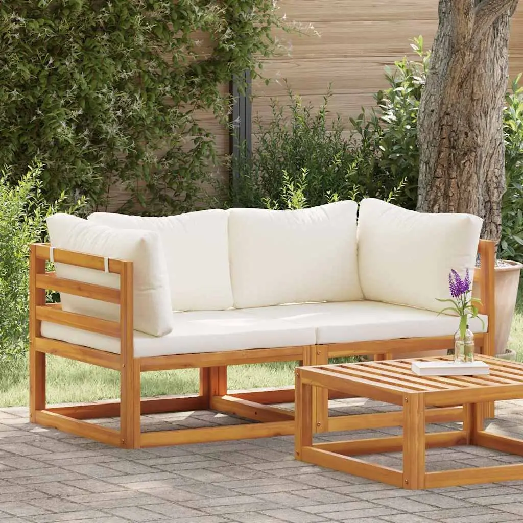 Outdoor Sectional Sofa Corner Set 2-Piece Padded Cushions Cream
