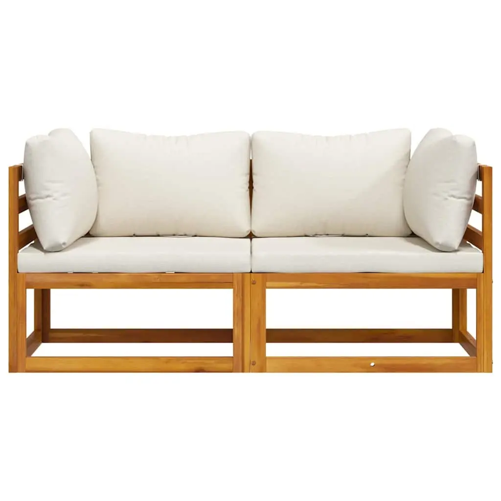 Outdoor Sectional Sofa Corner Set 2-Piece Padded Cushions Cream