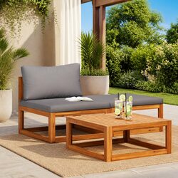 Reliable Acacia Wood Garden Lounge Set with Cushions