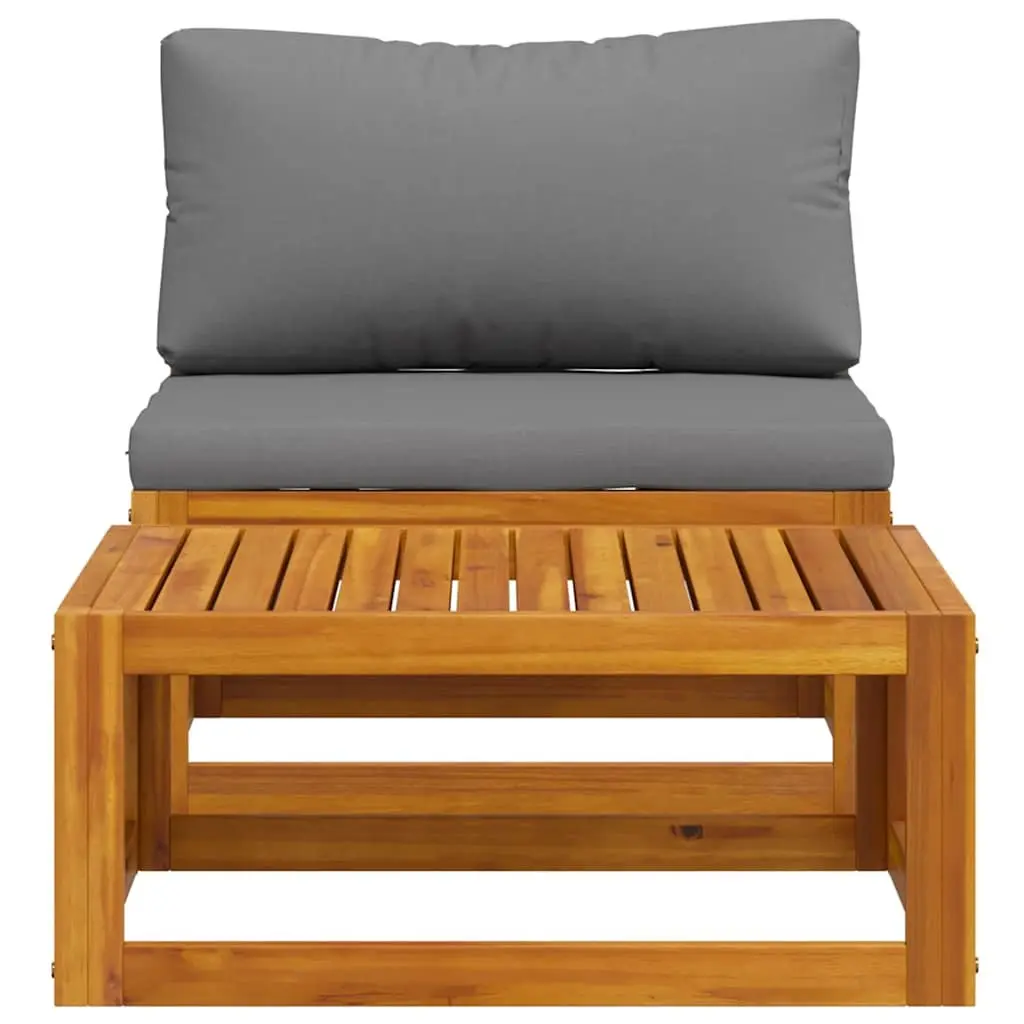 Outdoor Sectional Sofa Set 2 Piece Garden Seating Solid Wood Grey