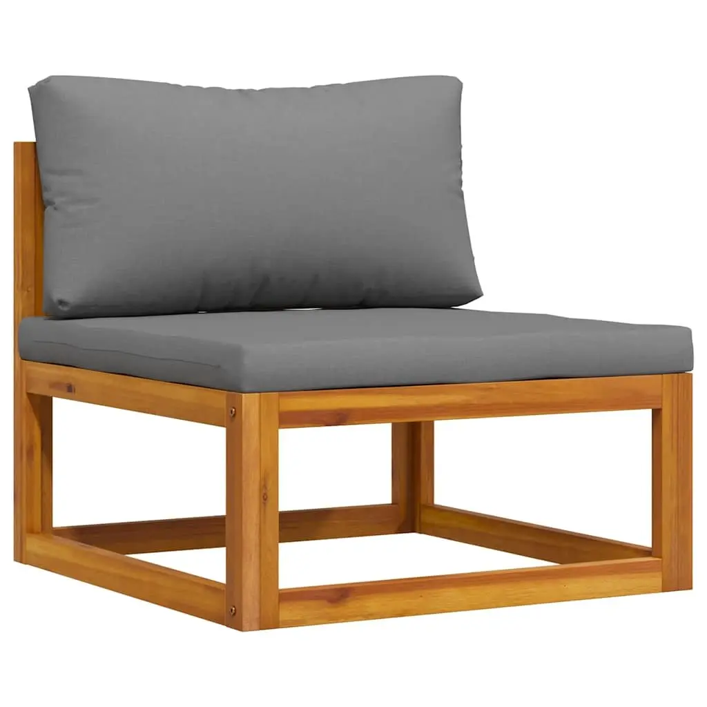Middle Sofa Module Outdoor Sectional Garden Furniture Acacia Wood Grey Cushion