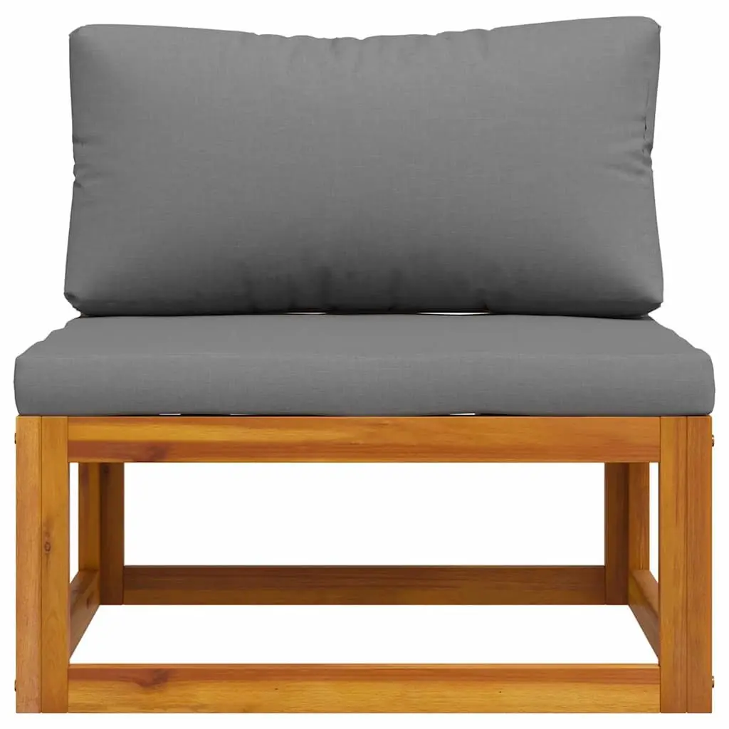 Middle Sofa Module Outdoor Sectional Garden Furniture Acacia Wood Grey Cushion