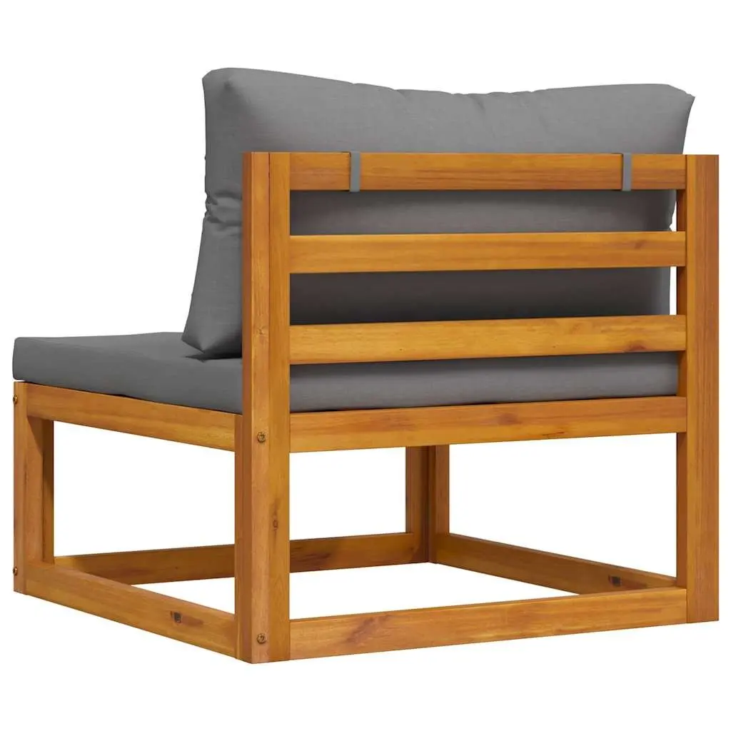 Middle Sofa Module Outdoor Sectional Garden Furniture Acacia Wood Grey Cushion