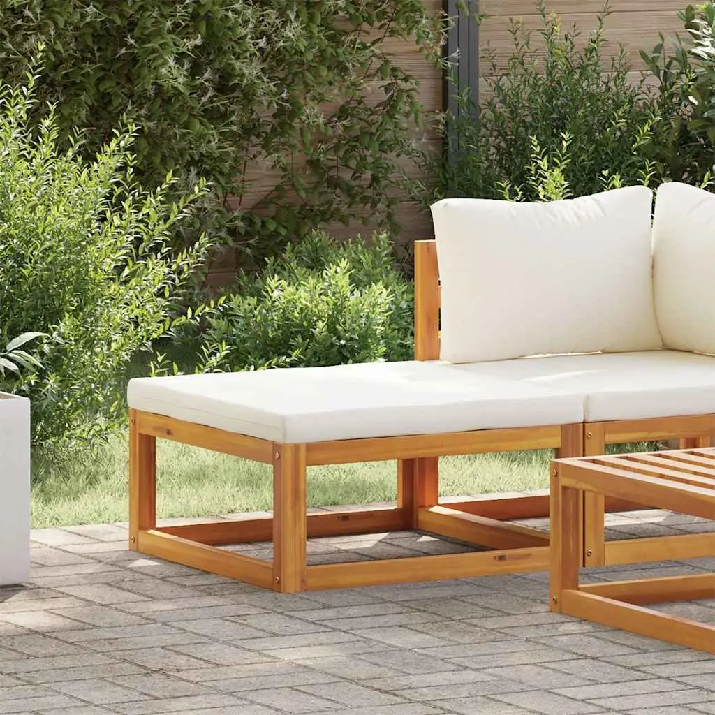 Outdoor Footrest with Cushion Solid Wood Garden Lounge Seating Unit Brown