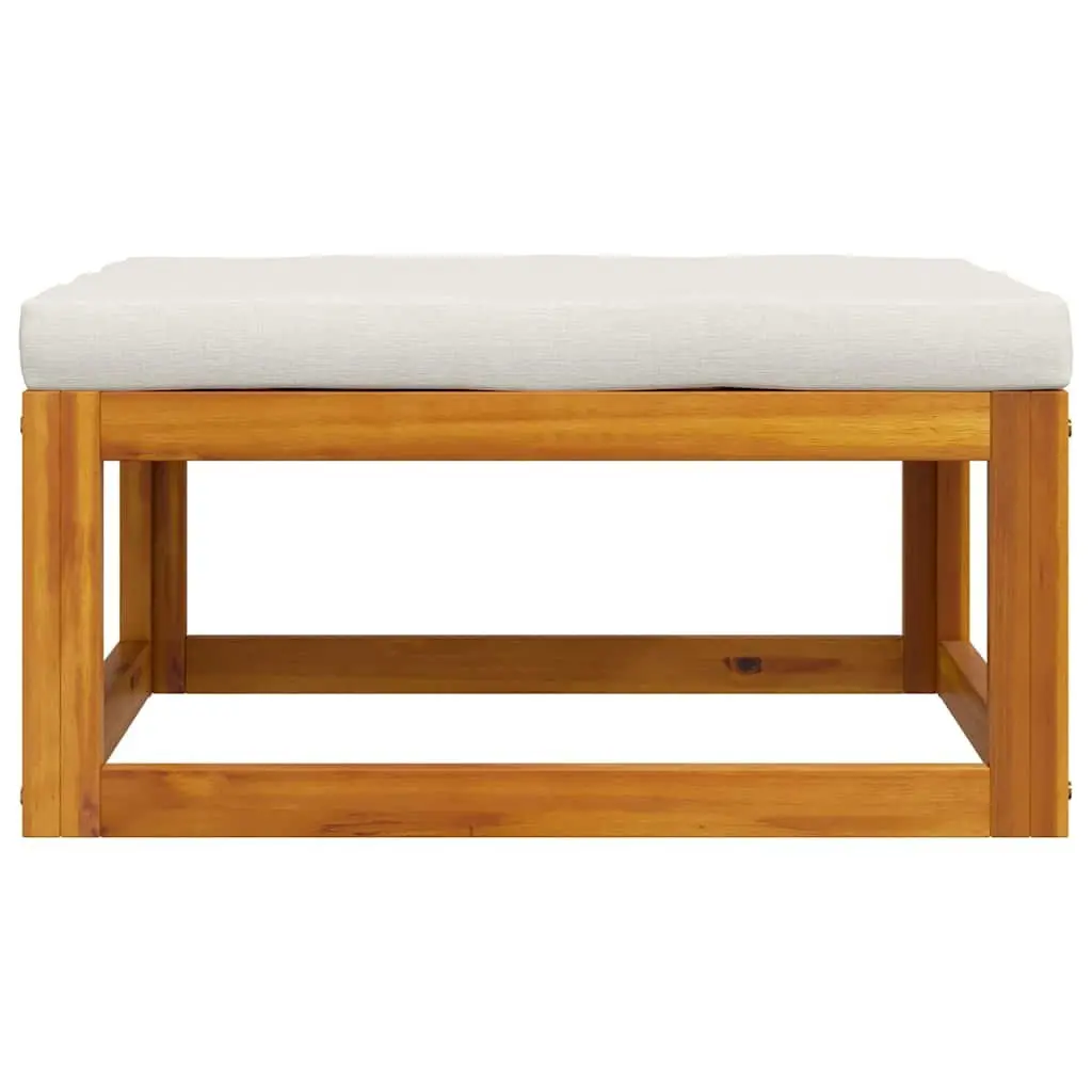 Outdoor Footrest with Cushion Solid Wood Garden Lounge Seating Unit Brown