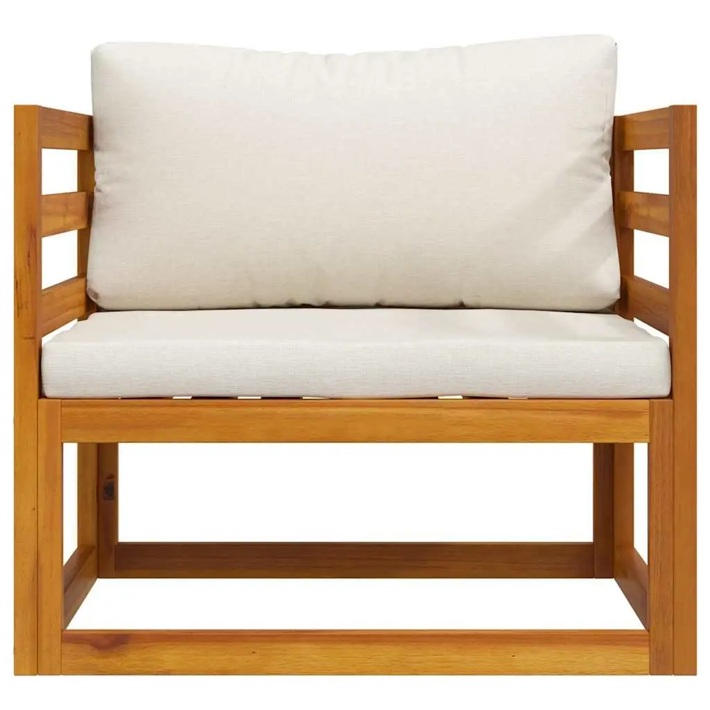 Garden Chair Outdoor Seating Cream Cushion Acacia Wood Frame