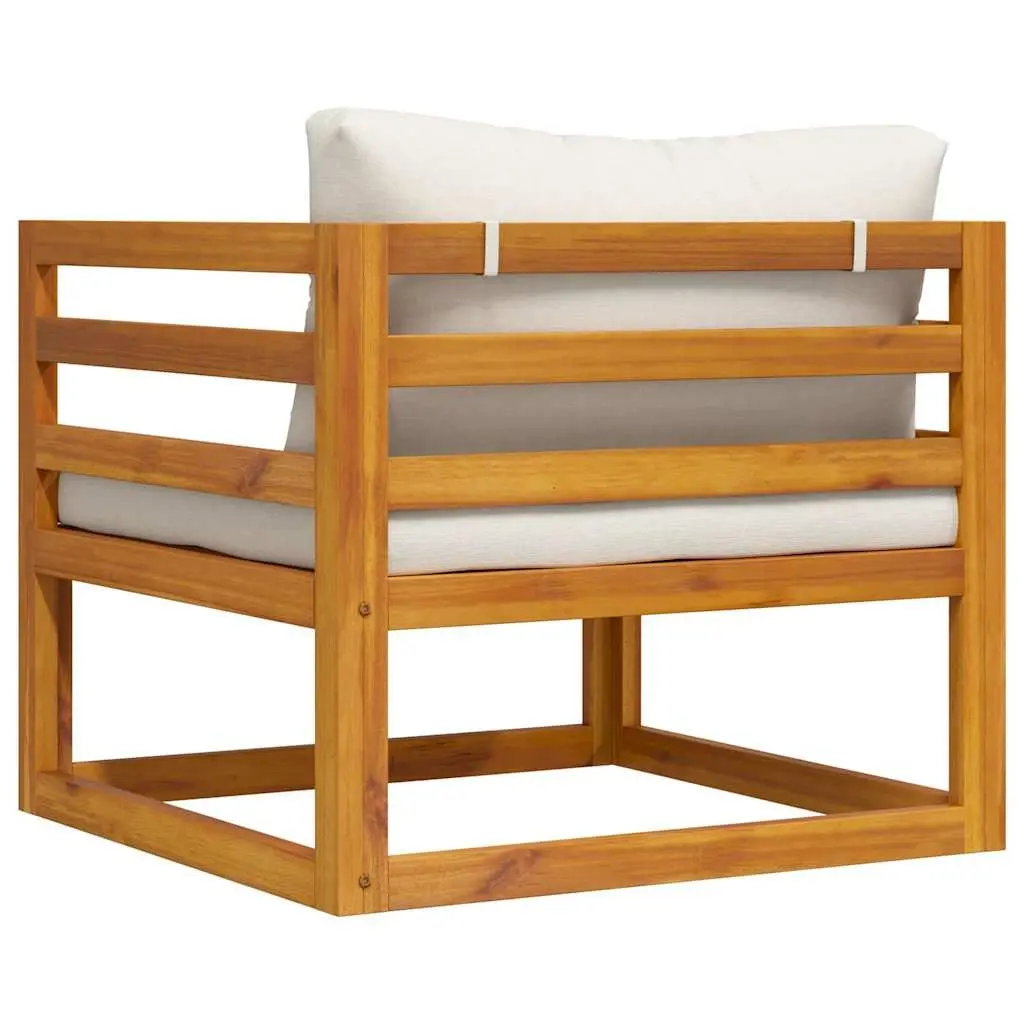 Garden Chair Outdoor Seating Cream Cushion Acacia Wood Frame