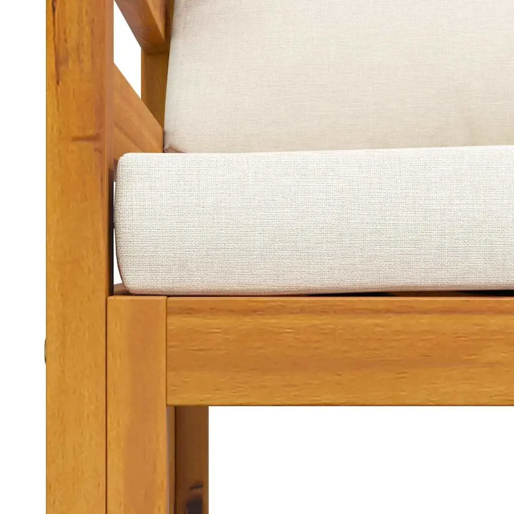 Garden Chair Outdoor Seating Cream Cushion Acacia Wood Frame