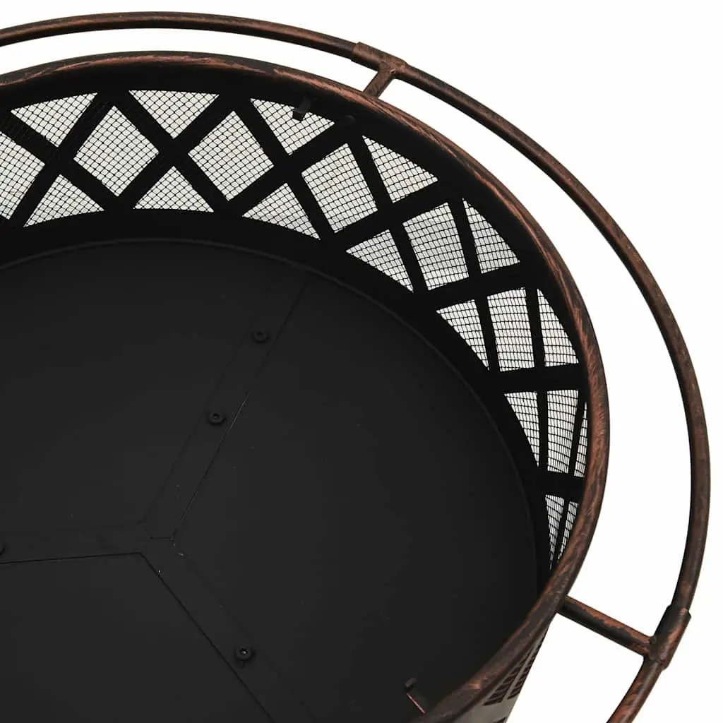 Fire Pit Outdoor Heating 76cm Rustic Steel Bowl Black