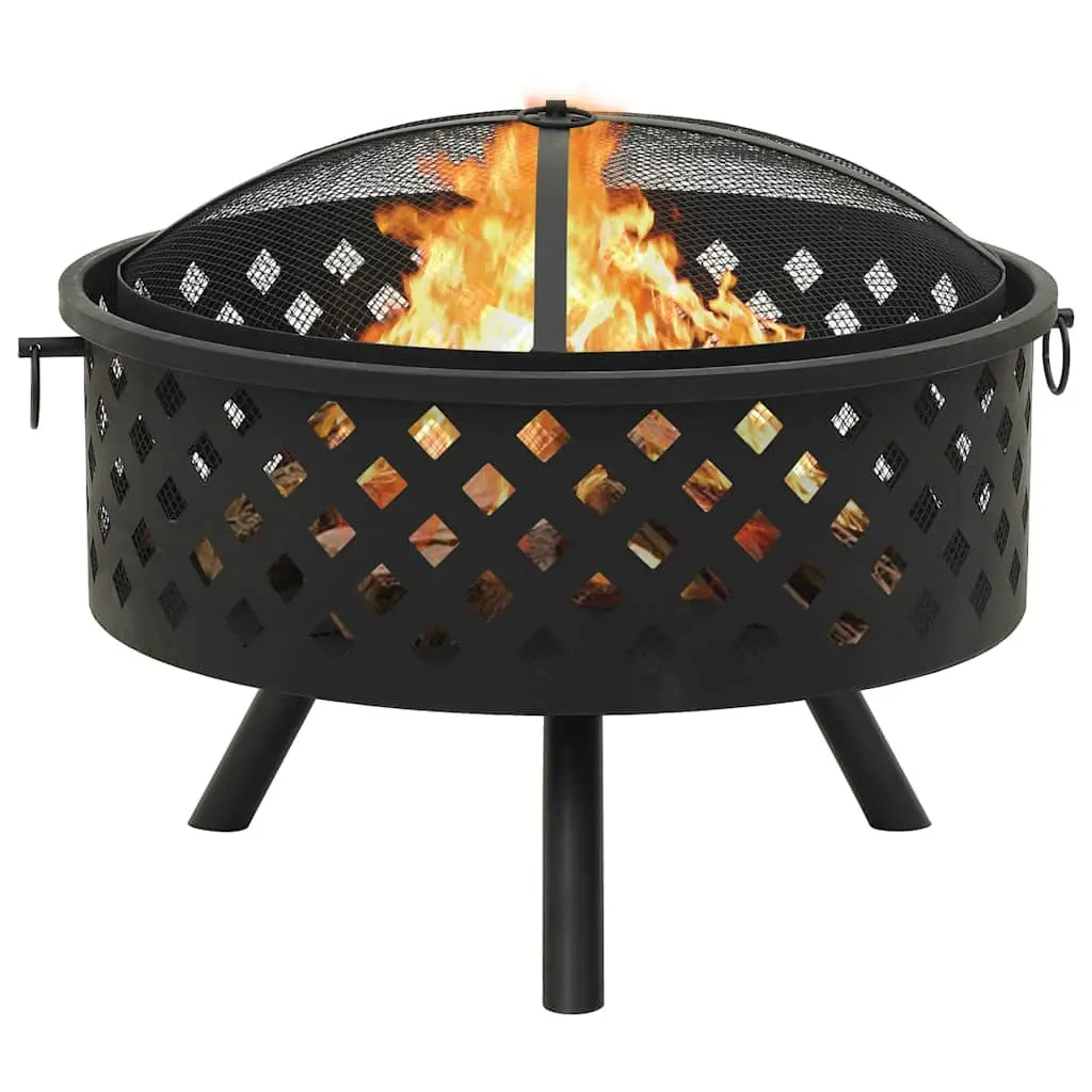 Fire Pit Outdoor Fireplace 68cm Steel Bowl Black