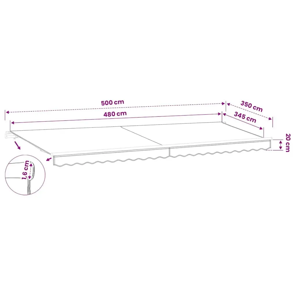 Awning Replacement Fabric Cream 5x3.5 m Polyester Sunshade