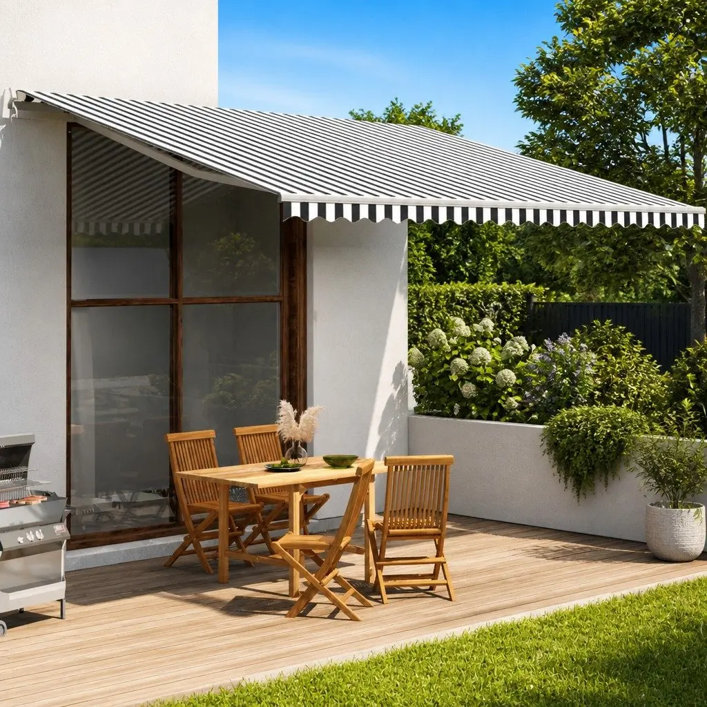 Awning Replacement Fabric Sunshade 5x3.5m Anthracite White