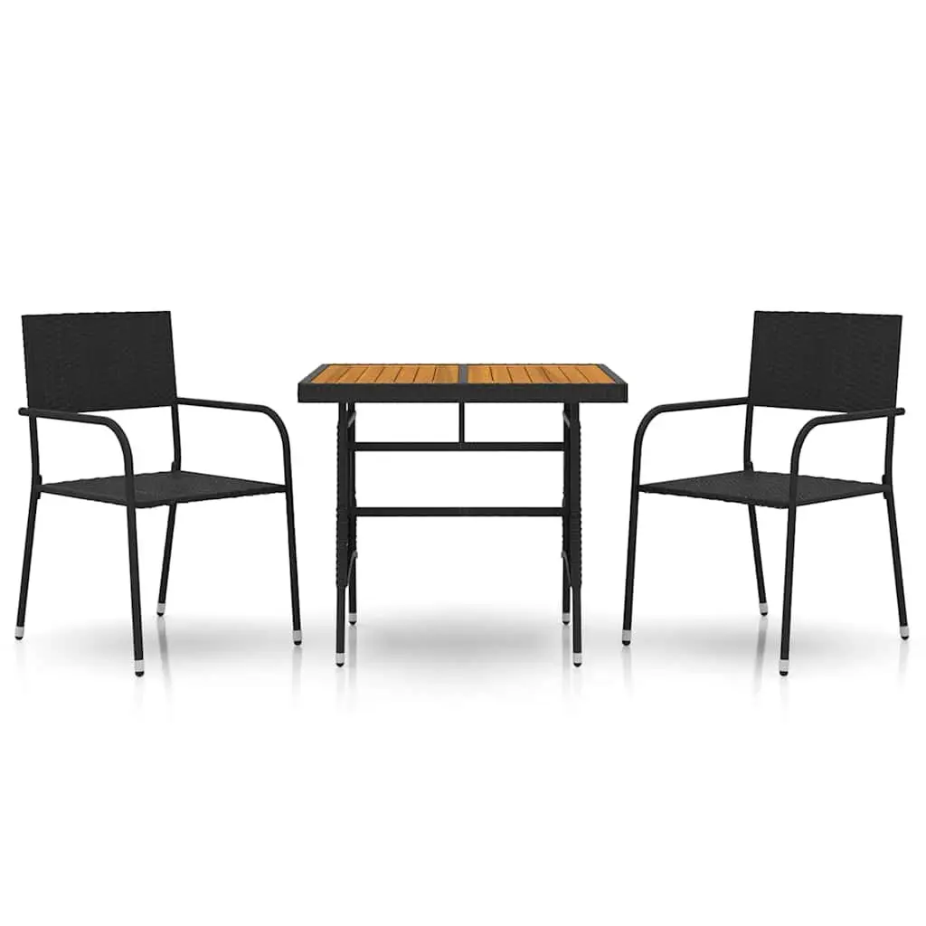 3 Piece Outdoor Dining Set Black Patio Garden Furniture Table Chairs