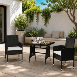 Durable Black 3 Piece Dining Set for Outdoor Use