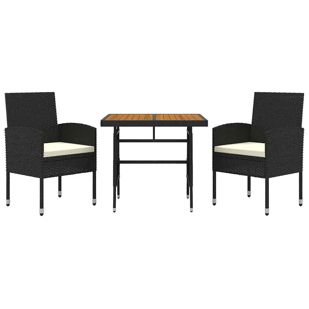 Black 3 Piece Dining Set for Outdoor Use
