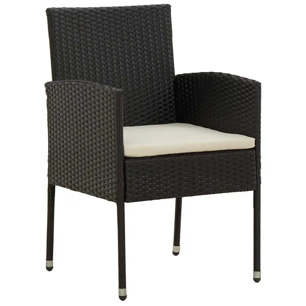 5 Piece Outdoor Dining Set Patio Garden Furniture Black PE Rattan Steel Frame