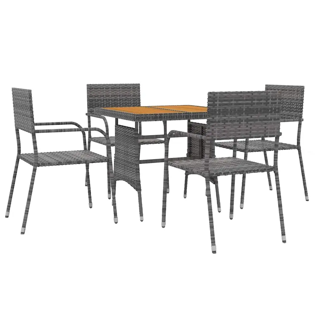 Patio Furniture Set 5 Pieces Grey Rattan Chair and Table for Outdoor Dining Garden