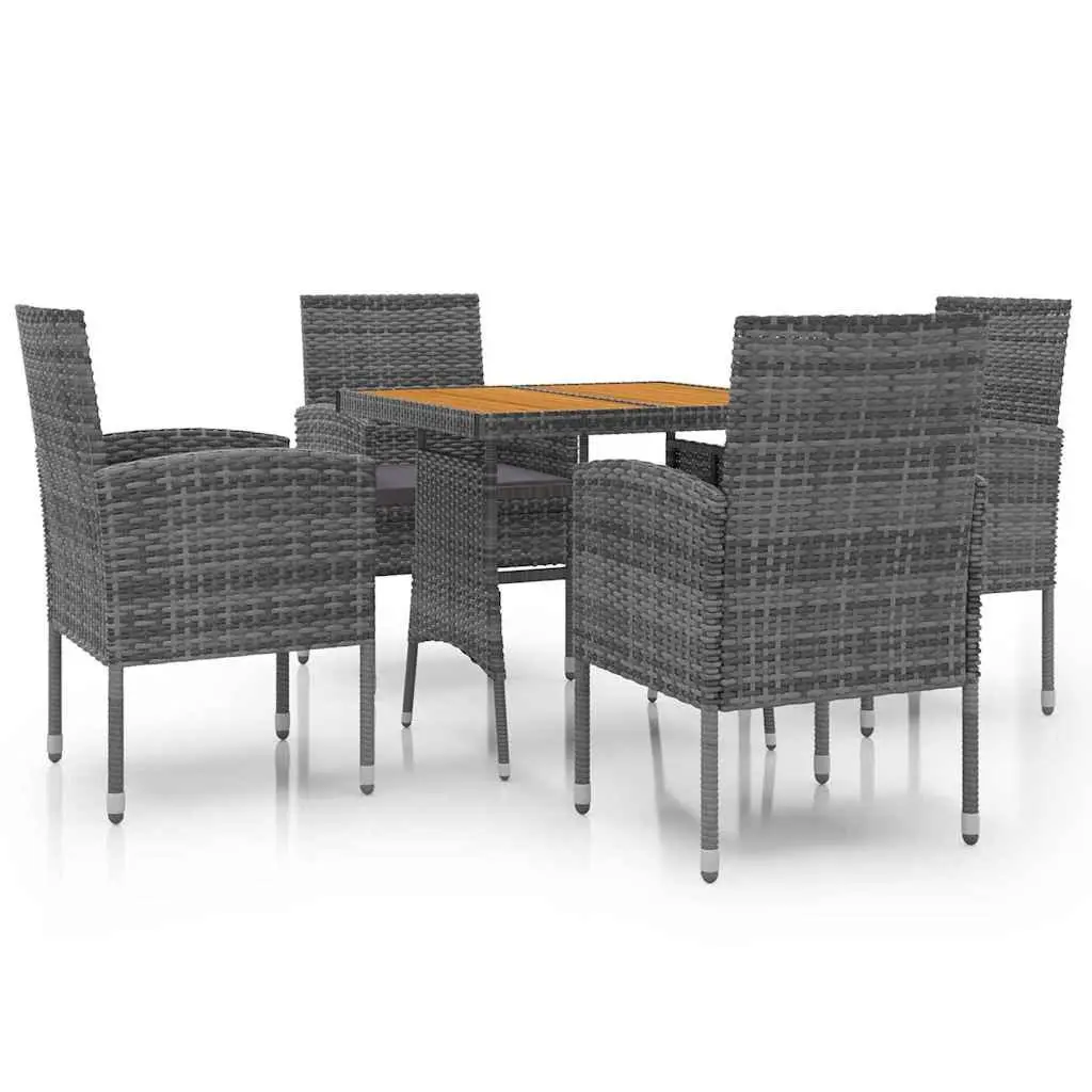 5 Piece Outdoor Dining Set Garden Patio Furniture Grey Rattan Chairs Table