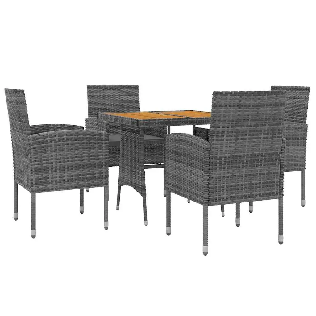 5 Piece Outdoor Dining Set Garden Patio Furniture Grey Rattan Chairs Table