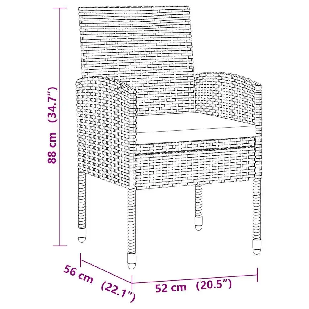 5 Piece Outdoor Dining Set Garden Patio Furniture Grey Rattan Chairs Table