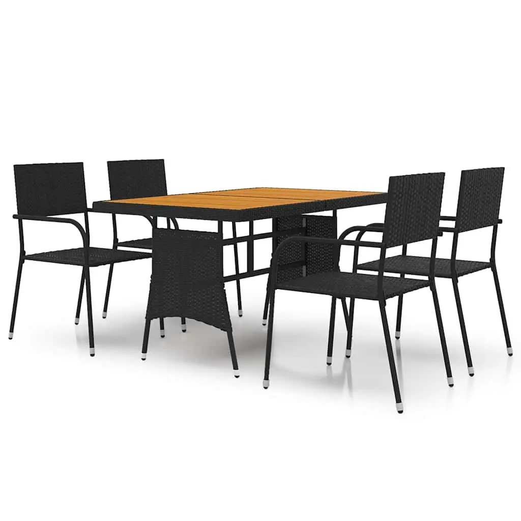 Outdoor Dining Set 5 Piece Patio Garden Furniture Table Chairs Black