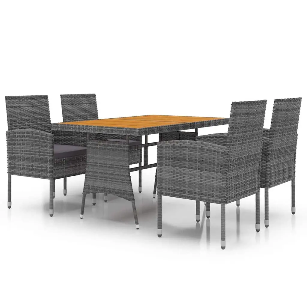 Outdoor Dining Set 5 Piece Patio Garden Furniture Table Chairs Grey