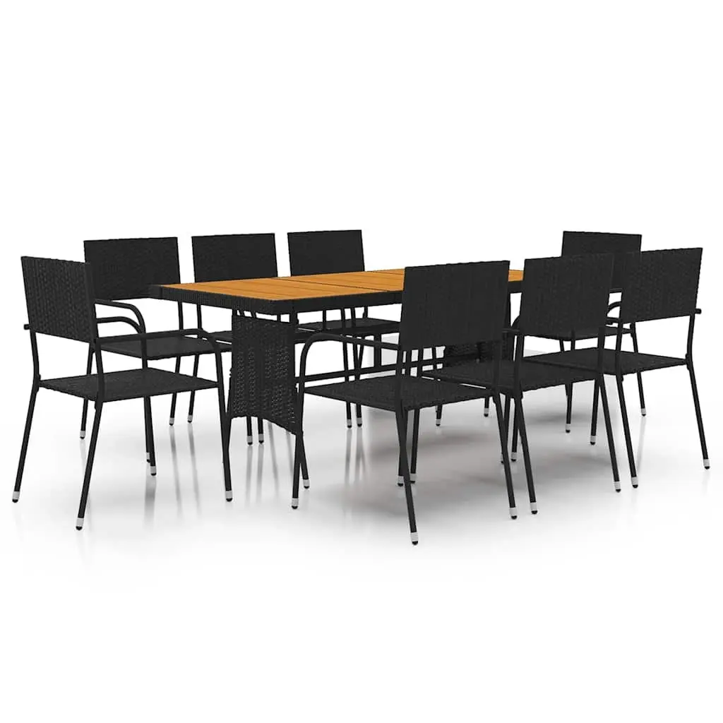 Outdoor Dining Set 9 Piece Patio Garden Furniture Black Table and Chairs