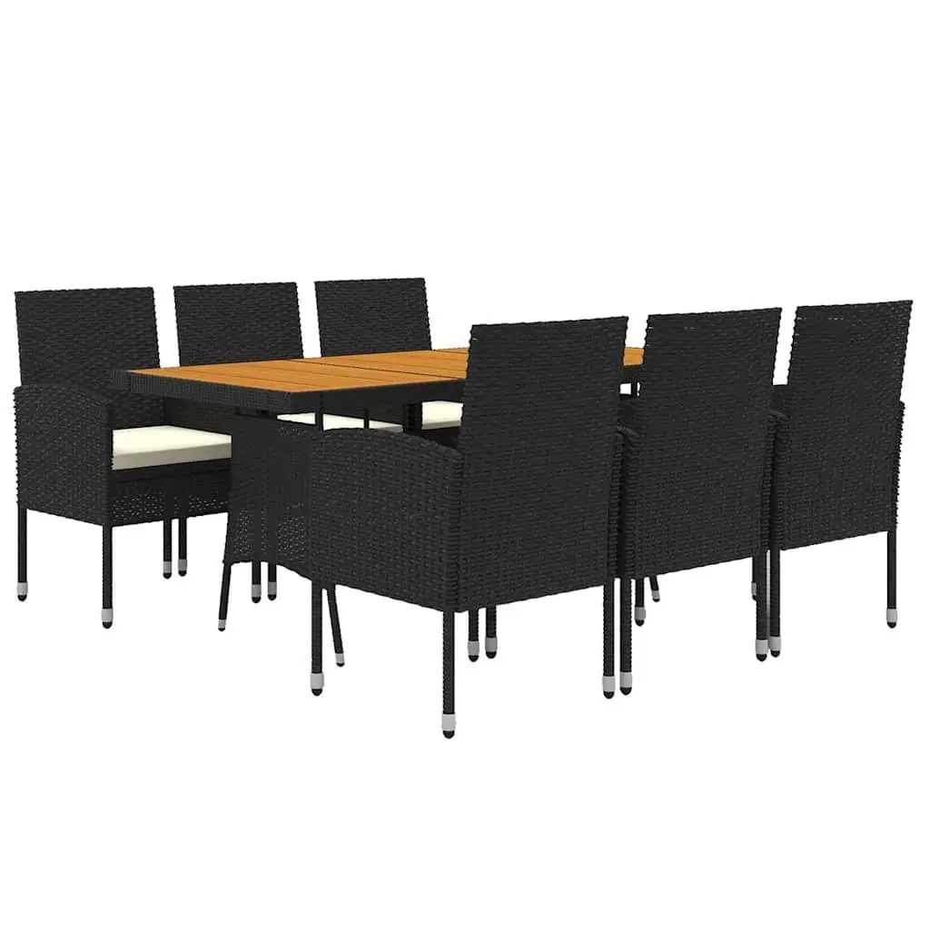 7 Piece Black Outdoor Dining Set with Cushions