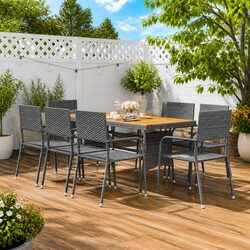 Outdoor Dining Set 9 Piece Grey Patio Garden Furniture Table Chairs