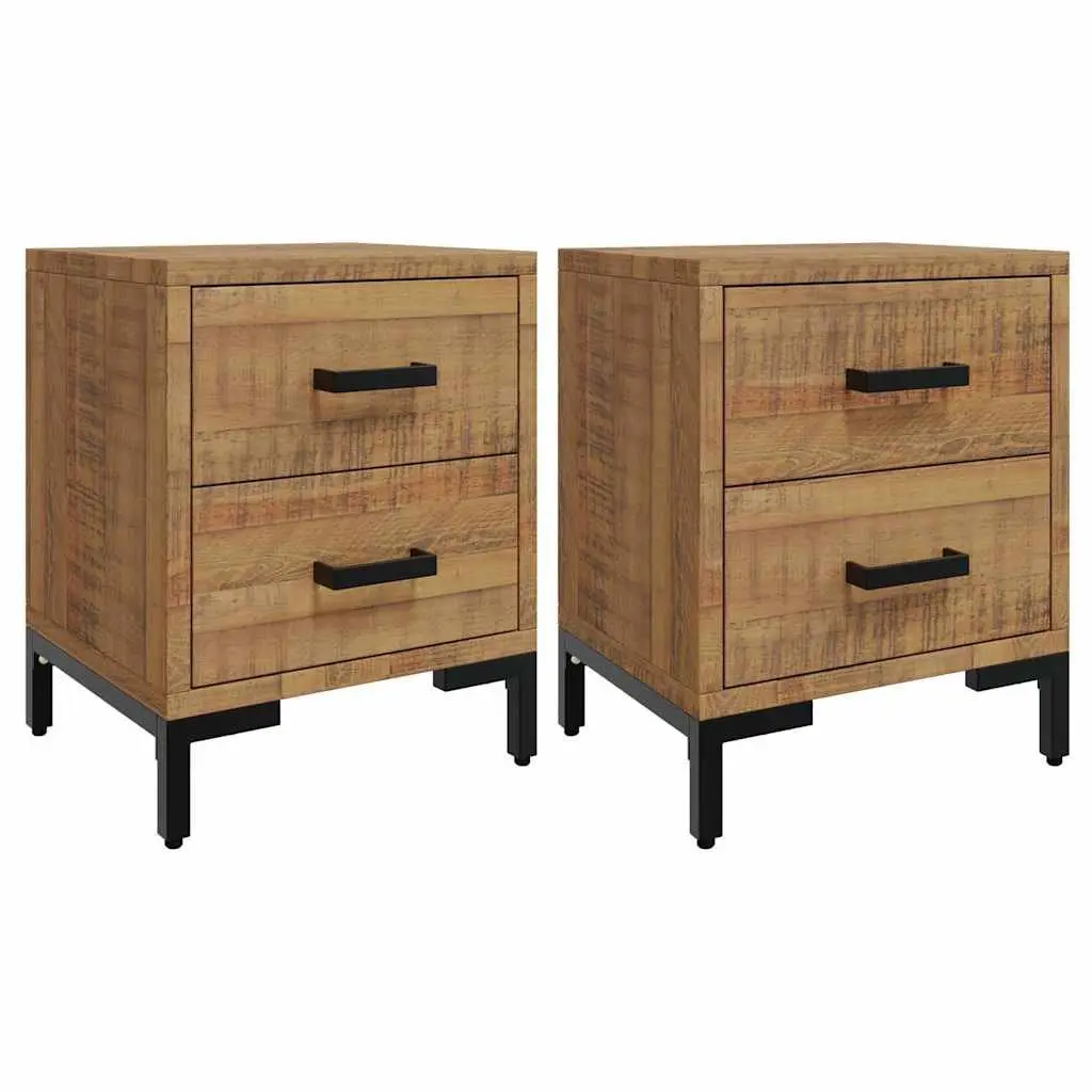 Solid Wood Nightstand with 2 Drawers
