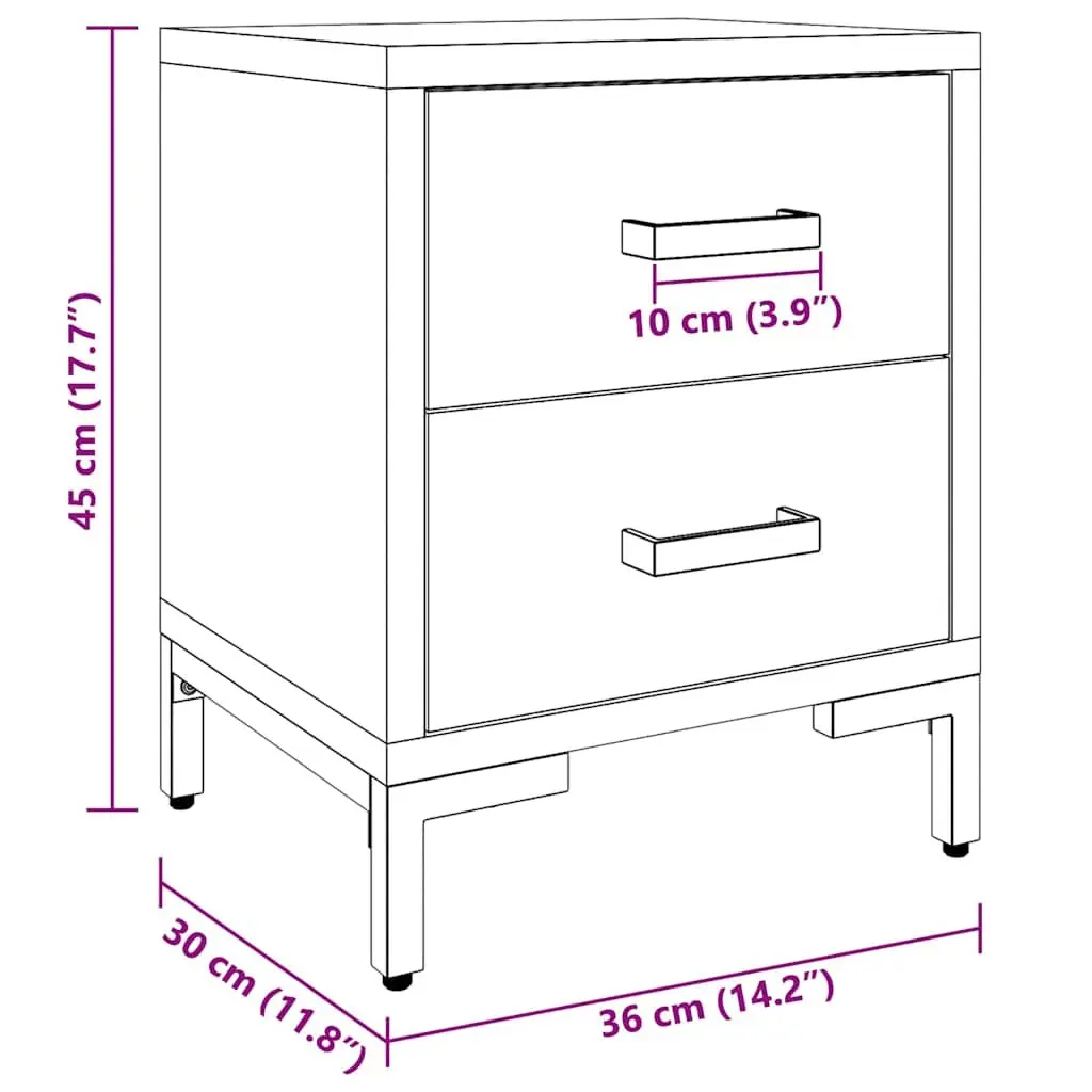 Solid Wood Nightstand with 2 Drawers