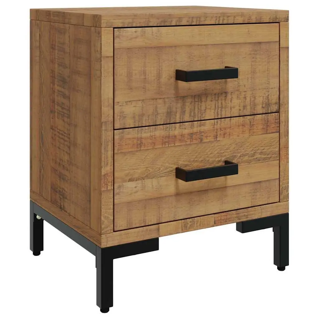 Solid Wood Nightstand with 2 Drawers