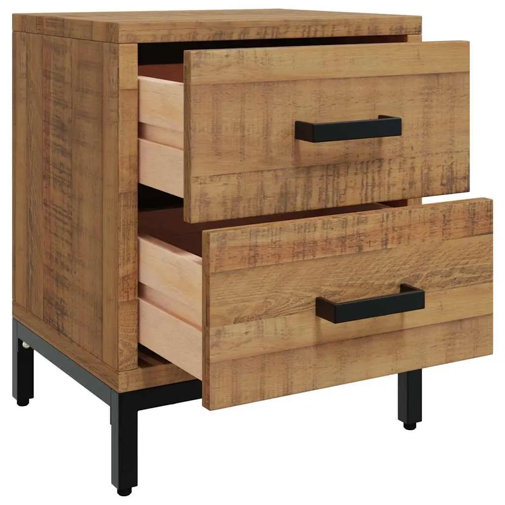 Solid Wood Nightstand with 2 Drawers