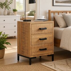 Bedside Cabinet 40x30x55cm Solid Pine Wood Nightstand Drawers Storage Brown