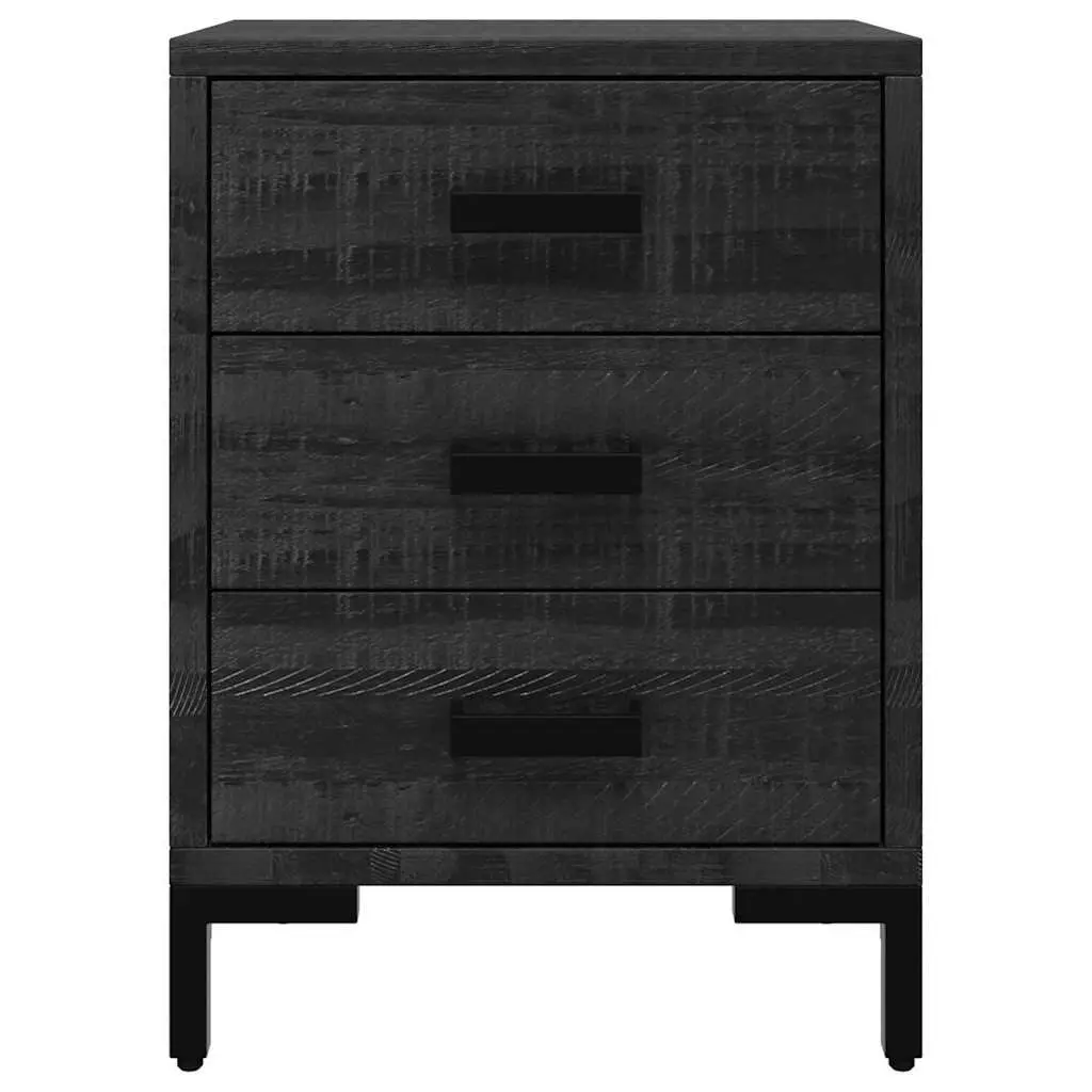 Bedside Cabinet 2 Piece Black Solid Wood Pine 40x30x55 cm Bedroom Storage Drawers