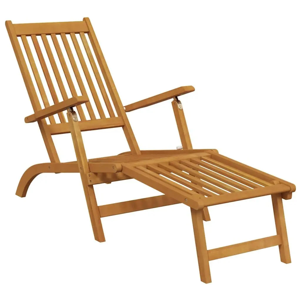 Outdoor Deck Chair with Footrest and Table Sun Lounger Garden Furniture Brown