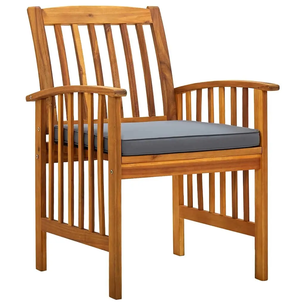 Outdoor Dining Chairs Garden Seating 4 Piece Set with Cushions Solid Wood Grey