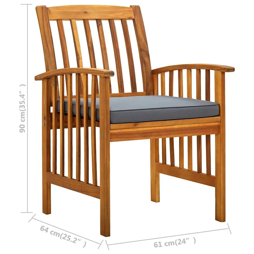 Outdoor Dining Chairs Garden Seating 4 Piece Set with Cushions Solid Wood Grey