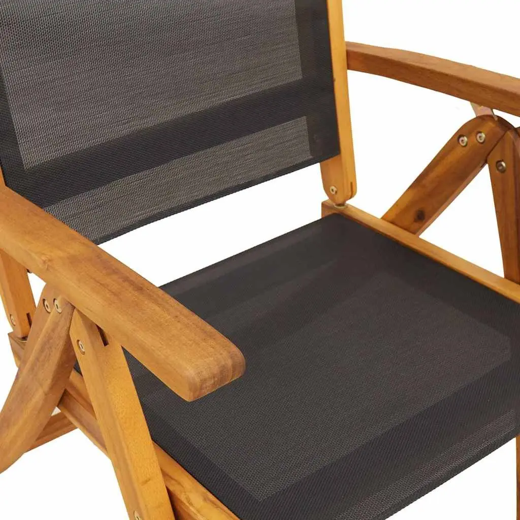 Outdoor Folding Garden Chairs Set 6 pcs Wood Patio Seating Adjustable Backrest