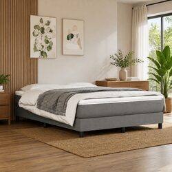 Warm and Reliable Grey Fabric Queen Bed Frame