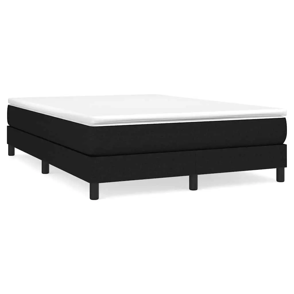 Box Spring Bed Frame Queen Size Black Fabric Bedroom Furniture